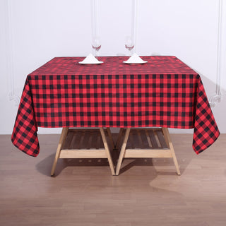 Create a Perfect Picnic Style: Black/Red Seamless Buffalo Plaid Square Tablecloth