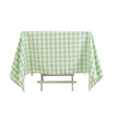 White Sage Green Seamless Buffalo Plaid Square Tablecloth, Gingham Polyester Checkered Tablecloth