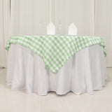 White Sage Green Seamless Buffalo Plaid Square Table Overlay, Gingham Polyester Checkered