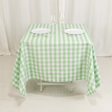 White Sage Green Seamless Buffalo Plaid Square Table Overlay, Gingham Polyester Checkered