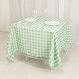 White Sage Green Seamless Buffalo Plaid Square Tablecloth, Gingham Polyester Checkered Tablecloth