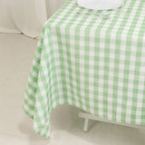 White Sage Green Seamless Buffalo Plaid Square Tablecloth, Gingham Polyester Checkered#whtbkgd