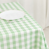 White Sage Green Seamless Buffalo Plaid Square Tablecloth, Gingham Polyester Checkered Tablecloth