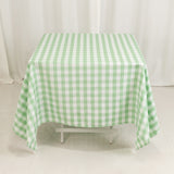 White Sage Green Seamless Buffalo Plaid Square Tablecloth, Gingham Polyester Checkered Tablecloth