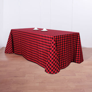 Elevate Your Event with Black/Red Buffalo Plaid Tablecloth