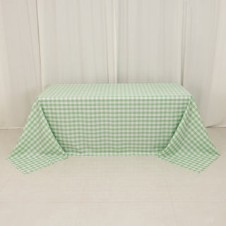 <h3 style="margin-left:0px;"><strong>Exquisite White Sage Green Buffalo Plaid Tablecloth 90"x132"</strong>