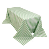 White Sage Green Seamless Buffalo Plaid Rectangle Tablecloth, Checkered