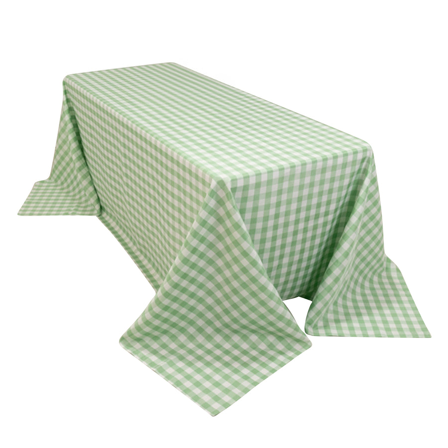 White Sage Green Seamless Buffalo Plaid Rectangle Tablecloth, Checkered