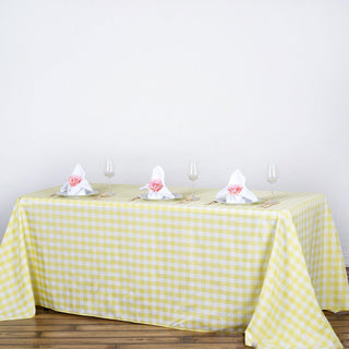 White/Yellow Seamless Buffalo Plaid Rectangle Tablecloth