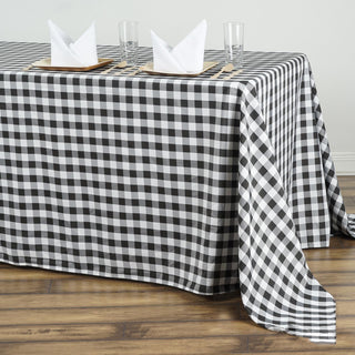 Elegant White/Black Buffalo Plaid Rectangle Tablecloth