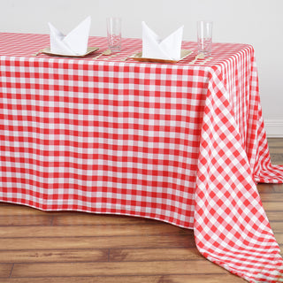 Durable and Easy-to-Care-for Tablecloth in White/Red