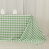 White Sage Green Seamless Buffalo Plaid Rectangle Tablecloth, Checkered Polyester Tablecloth