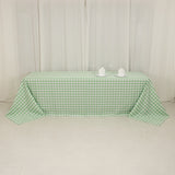 White Sage Green Seamless Buffalo Plaid Rectangle Tablecloth, Checkered Polyester Tablecloth