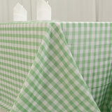 White Sage Green Seamless Buffalo Plaid Rectangle Tablecloth, Checkered Polyester Tablecloth