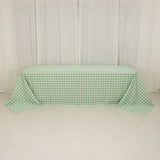 White Sage Green Seamless Buffalo Plaid Rectangle Tablecloth, Checkered Polyester Tablecloth