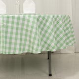 White Sage Green Seamless Buffalo Plaid Round Tablecloth, Gingham Polyester Checkered