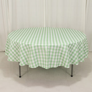 <h3 style="margin-left:0px;"><strong>Seamless White Sage Green Buffalo Plaid Round Tablecloth 90"</strong>