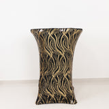 Black Gold Wave Embroidered Sequin Cocktail Spandex Table Cover