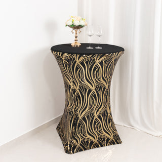 <h3 style="margin-left:0px;"><strong>Dazzling Black Gold Sequin Cocktail Table Cover</strong>