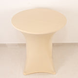 Beige Highboy Spandex Cocktail Table Cover, Fitted Stretch Tablecloth