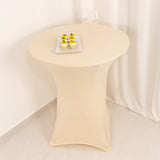 Beige Highboy Spandex Cocktail Table Cover, Fitted Stretch Tablecloth