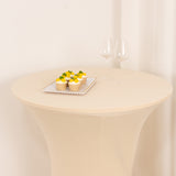 Beige Highboy Spandex Cocktail Table Cover, Fitted Stretch Tablecloth