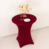 Burgundy Highboy Spandex Cocktail Table Cover, Fitted Stretch Tablecloth