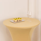 Champagne Highboy Spandex Cocktail Table Cover, Fitted Stretch Tablecloth