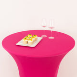 Fuchsia Highboy Spandex Cocktail Table Cover, Fitted Stretch Tablecloth