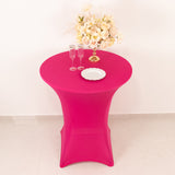 Fuchsia Highboy Spandex Cocktail Table Cover, Fitted Stretch Tablecloth