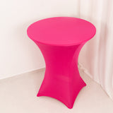 Fuchsia Highboy Spandex Cocktail Table Cover, Fitted Stretch Tablecloth