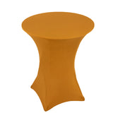 Gold Highboy Spandex Cocktail Table Cover, Fitted Stretch Tablecloth