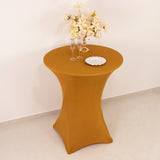 Gold Highboy Spandex Cocktail Table Cover, Fitted Stretch Tablecloth