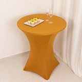 Gold Highboy Spandex Cocktail Table Cover, Fitted Stretch Tablecloth