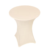 Ivory Highboy Spandex Cocktail Table Cover, Fitted Stretch Tablecloth