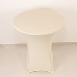 Ivory Highboy Spandex Cocktail Table Cover, Fitted Stretch Tablecloth