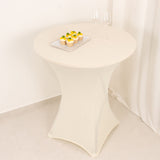 Ivory Highboy Spandex Cocktail Table Cover, Fitted Stretch Tablecloth