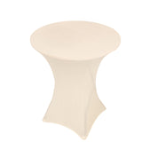 Ivory Highboy Spandex Cocktail Table Cover, Fitted Stretch Tablecloth