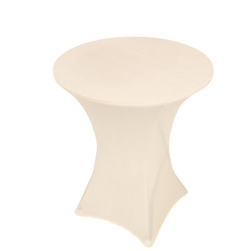 Ivory Highboy Spandex Cocktail Table Cover, Fitted Stretch Tablecloth for 33"-36" Dia High Top Tables