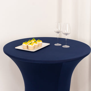 <span style="background-color:transparent;color:#000000;">Durable Navy Blue Spandex High Top Table Cover</span>