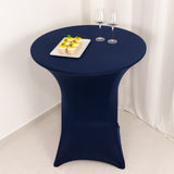 Navy Blue Highboy Spandex Cocktail Table Cover, Fitted Stretch Tablecloth