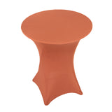 Terracotta (Rust) Highboy Spandex Cocktail Table Cover, Fitted Stretch Tablecloth