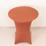 Terracotta (Rust) Highboy Spandex Cocktail Table Cover, Fitted Stretch Tablecloth