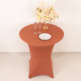 Terracotta (Rust) Highboy Spandex Cocktail Table Cover, Fitted Stretch Tablecloth