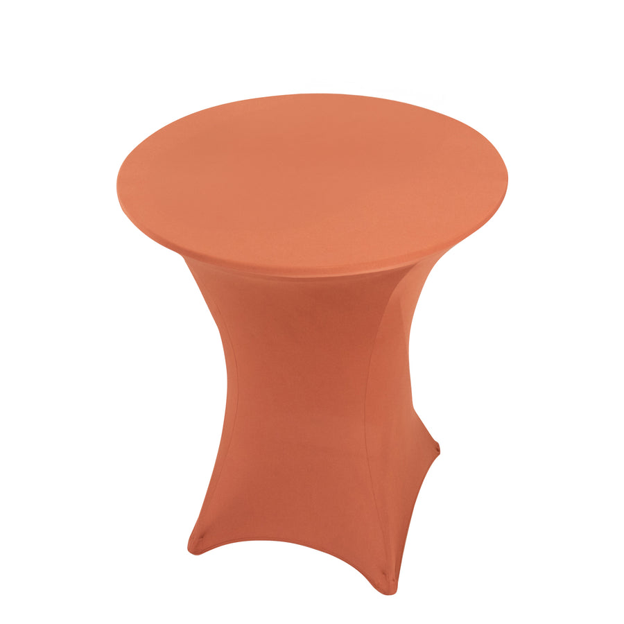 Terracotta (Rust) Highboy Spandex Cocktail Table Cover, Fitted Stretch Tablecloth