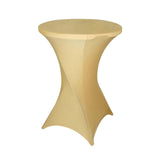 Champagne Highboy Spandex Cocktail Table Cover, Fitted Stretch Tablecloth for 24"-32" Dia Tables