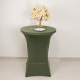 Dusty Sage Green Highboy Spandex Cocktail Table Cover, Fitted Stretch Tablecloth