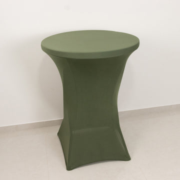 Dusty Sage Green Highboy Spandex Cocktail Table Cover, Fitted Stretch Tablecloth for 24"-32" Dia High Top Tables