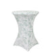 Spandex Round Cocktail Table Cover – Dusty Sage Green & White French Toile