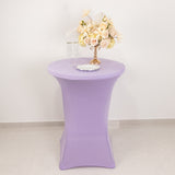 Lavender Lilac Highboy Spandex Cocktail Table Cover, Fitted Stretch Tablecloth